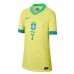 Camisa de Futebol Brasil Vinicius Junior #7 Equipamento Principal Mulheres Copa America 2024 Manga Curta